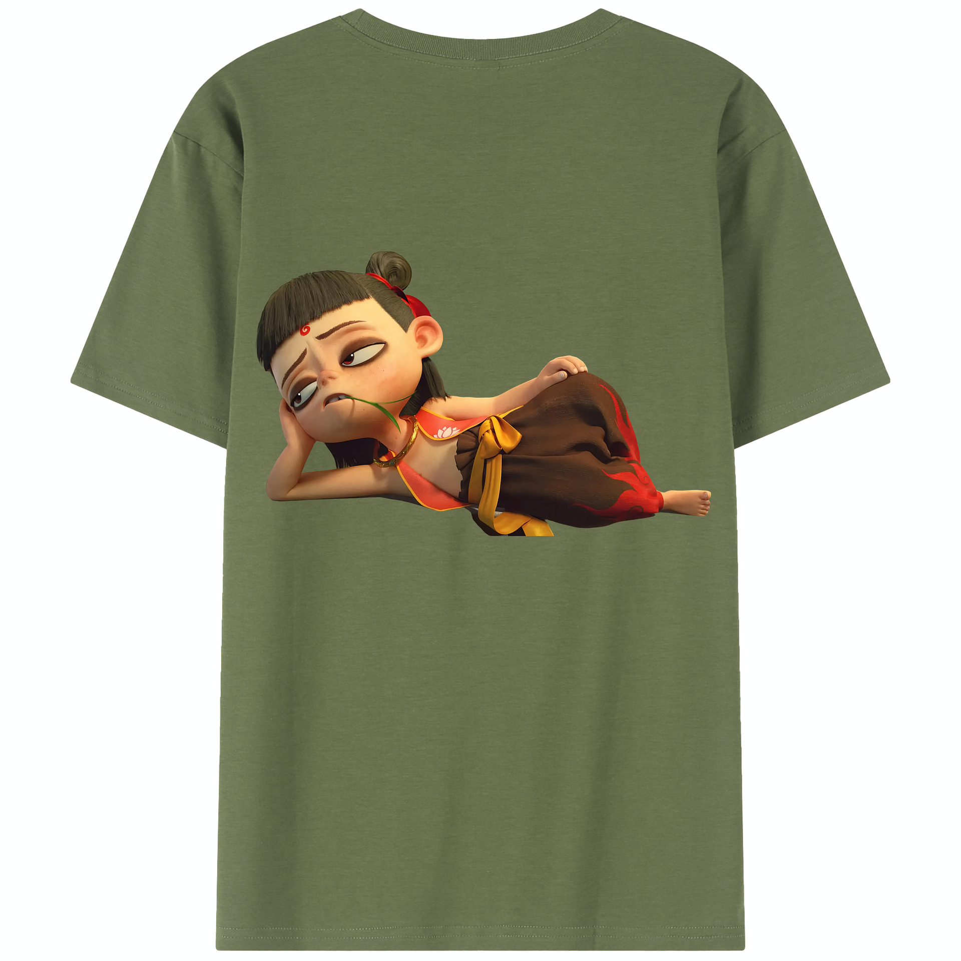 （画像用） Ne Zha 2 ナタ 魔童の大暴れ 綿100％半袖Tシャツ（背面プリント）